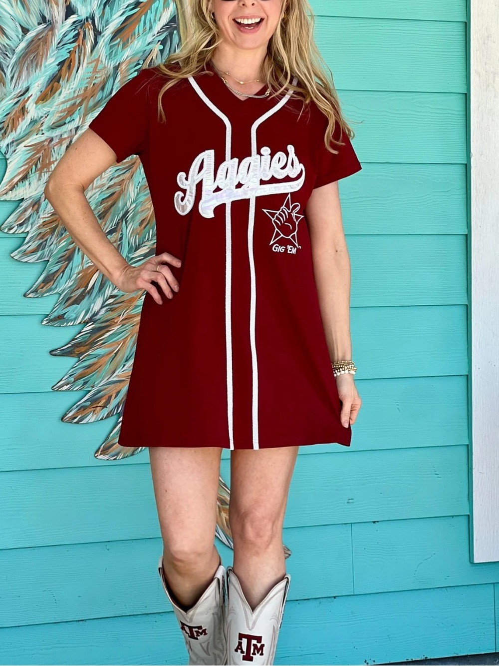 Queen of Sparkles Maroon Texas A&M Baseball Jersey Dress
ii26